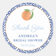 Favor de boda de baldosas azules de cítricos Simpl