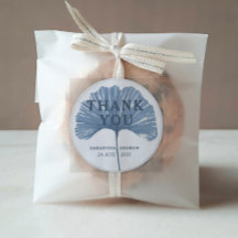 Favor de boda de hoja de ginkgo azul y blanco 'Gra