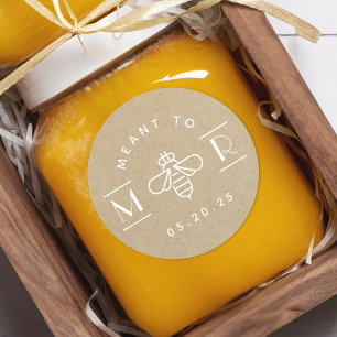 Pegatina Redonda Favor de boda de miel Kraft moderno Meant to Bee