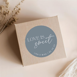Pegatina Redonda Favor de boda dulce amor azul