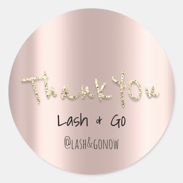 Pegatina Redonda Favor de Boda Dulces 16 Agradecimiento Rosa Dorado (Anverso)