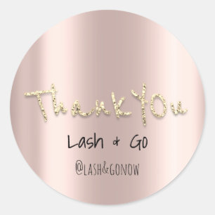 Pegatina Redonda Favor de Boda Dulces 16 Gracias de Oro Rosa