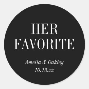 Pegatina Redonda Favor de boda elegante negro personalizado su favo