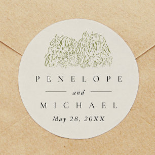 Pegatina Redonda Favor de Boda en el Parque Nacional Yosemite