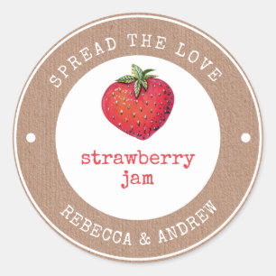 Pegatina Redonda favor de boda Kraft Spread The Love Mermelada de F