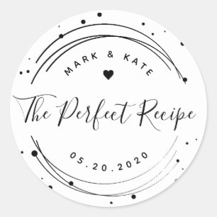 Pegatina Redonda Favor de boda La receta perfecta Circular Moderna