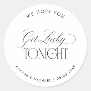 Pegatina Redonda Favor de boda Luxe Script Esperamos que tengas sue