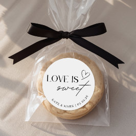 Pegatina Redonda Favor de boda Minimalista Amor es Dulce