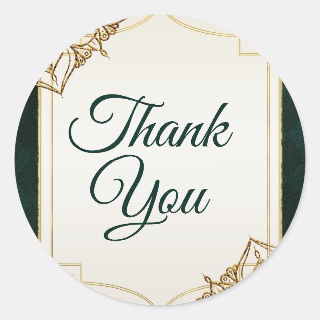 Pegatina Redonda Favor de boda Noches árabes marroquíes verde y dor (Anverso)