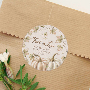 Pegatina Redonda Favor de Boda Otoño Caer en Amor