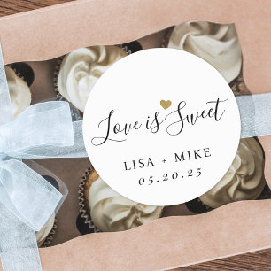 Pegatina Redonda Favor de boda personalizado Amor es Dulce