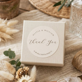 Pegatina Redonda Favor de Boda Personalizado con Letra Moderna Rúst