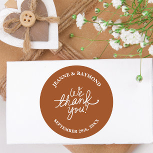 Pegatina Redonda Favor de Boda Personalizado de Terracota Te Damos 