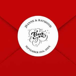 Pegatina Redonda Favor de Boda Personalizado Elegante de Agradecimi