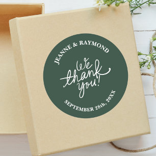 Pegatina Redonda Favor de Boda Personalizado Verde Salvia Te Damos