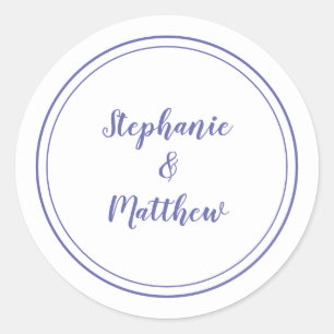 Pegatina Redonda Favor de Boda Simple Azul Very Peri para Novia y N