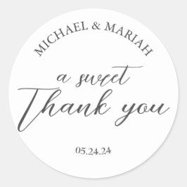 Pegatina Redonda Favor de Boda Simple y Elegante de Agradecimiento