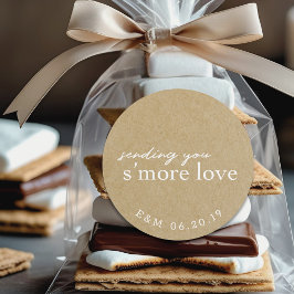 Pegatina Redonda Favor de Bodas de S'more Amor Rústico Kraft