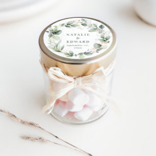 Pegatina Redonda Favor de casamiento de follaje acuático