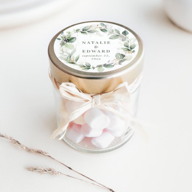 Pegatina Redonda Favor de casamiento de follaje acuático (Subido por el creador)