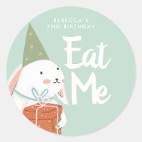 Favor de cumpleaños de conejito blanco