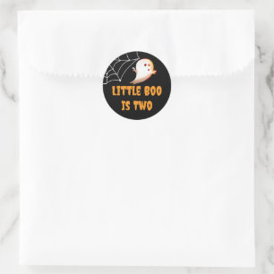 Pegatina Redonda Favor de Cumpleaños de Halloween 'Little Boo Cumpl