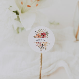 Pegatina Redonda Favor de cumpleaños Simple Floral Sweet 16