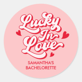 Pegatina Redonda Favor de Despedida de Soltera "Lucky In Love"