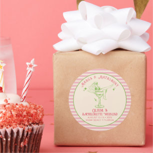 Pegatina Redonda Favor de despedida de soltera Retro Margs & Matrim