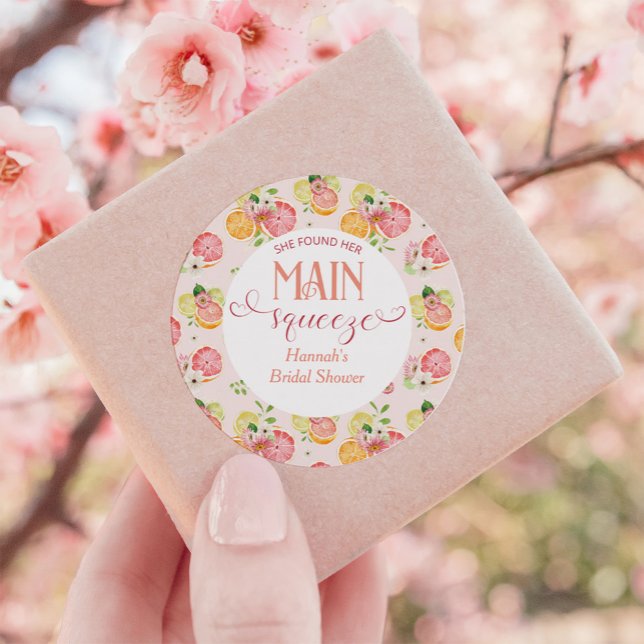 Pegatina Redonda Favor de ducha de boda de cítricos Main Squeeze (Subido por el creador)