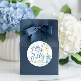 Pegatina Redonda Favor de Ducha de Novia Champagne 'Pop the Bubbly'