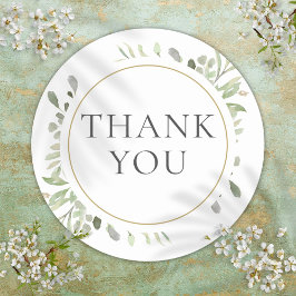 Pegatina Redonda Favor de Ducha de Novia con Verde de Acuarela Eleg