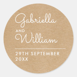 Pegatina Redonda Favor de escritura elegante Kraft rústico