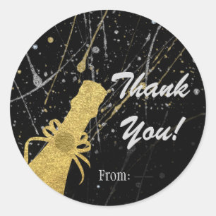 Pegatina Redonda Favor de fiesta de champán de plata y oro para cel