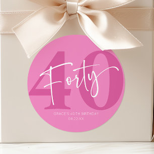 Pegatina Redonda Favor de fiesta de cumpleaños número cuarenta 40 P