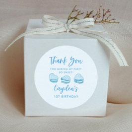 Pegatina Redonda Favor de fiesta de cumpleaños para el corazón azul