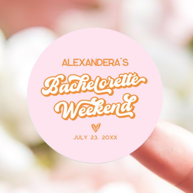 Pegatina Redonda Favor de Fiesta de Despedida de Soltera Rosa y Nar (Subido por el creador)