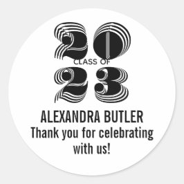 Pegatina Redonda Favor de fiesta de graduación negro de la clase 20