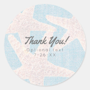 Pegatina Redonda Favor de fiesta de playa de Estrella de Mar Blanca