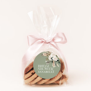 Pegatina Redonda Favor de fiesta moderno de shower de novia verde s