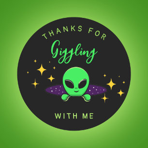 Pegatina Redonda Favor de fiesta para niños extraterrestres