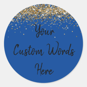 Pegatina Redonda Favor de fiesta personalizado Cumpleaños Azul Real