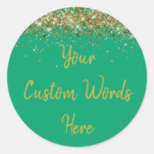 Pegatina Redonda Favor de fiesta personalizado Cumpleaños verde per