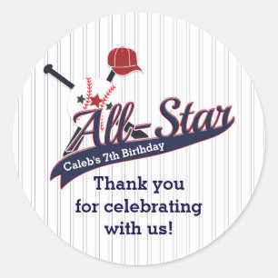 Pegatina Redonda Favor de fiesta personalizado de deportes ALL-STAR