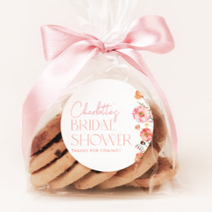 Pegatina Redonda Favor de flores silvestres de amapolas para ducha 