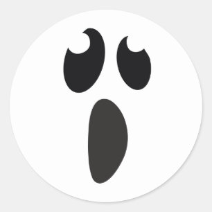Pegatina Redonda Favor de Halloween Truco o Trato Cara de Fantasma