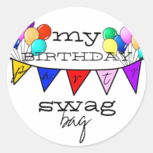 Pegatina Redonda Favor de invitado de los globos de fiesta de cumpl (Anverso)