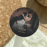 Pegatina Redonda Favor de la bienvenida a Boda y empresario de oro<br><div class="desc">Estos elegantes pegatinas harían una maravillosa adición a sus suministros de boda. Añade fácilmente tus propios detalles haciendo clic en la opción "personalizar".</div>