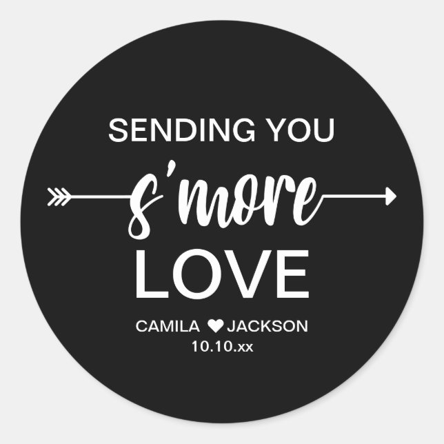 Pegatina Redonda Favor de la boda Black S'more (Anverso)
