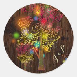 Pegatina Redonda Favor de la boda de hadas rusticas